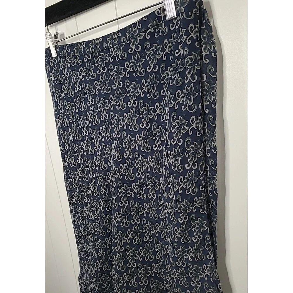 Sundance Silk Boho Wrap Skirt Womens Size 10 Blue Tan Floral Tie Waist Lagenlook